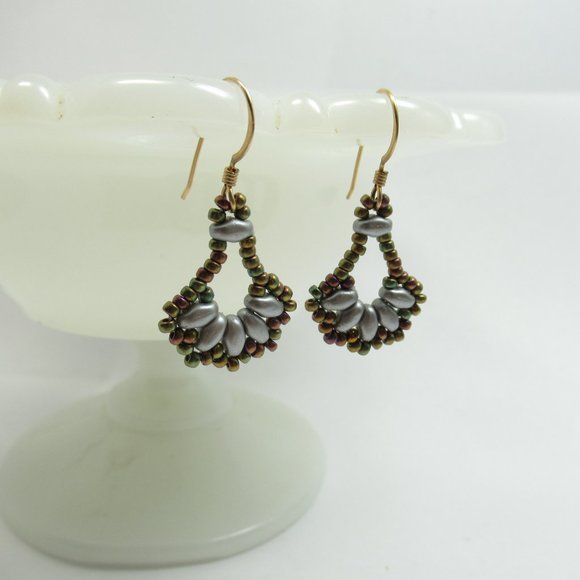 Beaded Fan Earrings - Picture 4 of 5